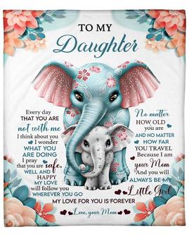 Mommy and daughter elephant blankets, gift for daughter,Custom Fleece Sherpa Blankets,Christmas blanket Gifts, gifts from mother | Mazezy