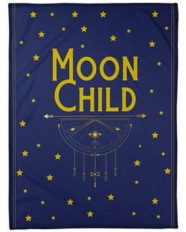 Moon Child Blanket| Fleece Sherpa Woven Blankets| Horoscope Astrology Gift- Custom Birthday Gifts | Mazezy