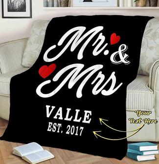 Mr. & Mrs. Customized Blanket, Fleece Blanket For Couples, Customized Couple Gifts, Gift For Anniversary, Birthday, Wedding, Valentine's Day | Mazezy