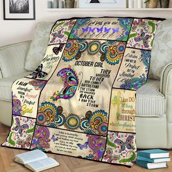 October Girl Butterfly Blanket, Fleece Sherpa Mink Blanket, Special Blanket, Christmas Gift For Family, Gift For Girl | Mazezy