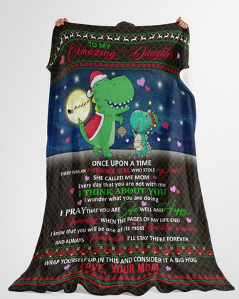Perfect gift for Daughter, Dinosaur blanket for daughter, Gift from Mom, Christmas Blanket,Daughter's birthday, Fleece Sherpa Blanket | Mazezy