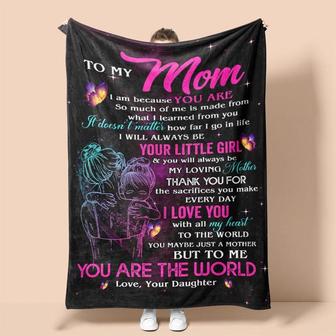 Personalised To My Mom You're The World I Love You | Fleece Sherpa Woven Blankets| Mothers Day Gifts 2021| Blanket for Mom| Gift for Mothers | Mazezy