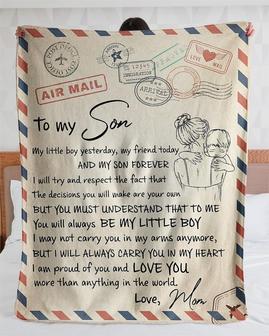 Personalized A Love Letter To Son From Mom| Fleece Sherpa Woven Blankets| Gifts For Son|Christmas Gifts | Mazezy UK