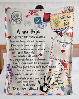 Personalized A mi Hija Te Quiere Mama| Fleece Sherpa Woven Blankets| Gifts For Daughter, Regalos Para Hija | Mazezy CA