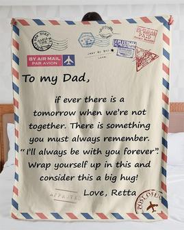 Personalized Air Mail Letter To Dad Love Children's Names| Fleece Sherpa Woven Blankets| Gifts For Father | Mazezy DE