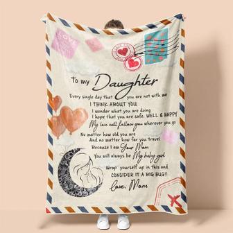 Personalized Air Mail Letter To Daughter From Mom| Fleece Sherpa Woven Blankets| Gifts For Daughter|Christmas Gifts | Mazezy CA