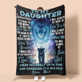 Personalized Blanket for Daughter Loving Lion | Fleece Sherpa Woven Blankets| Gifts For Daughter| To My Daughter Love From Dad Lions | Mazezy DE