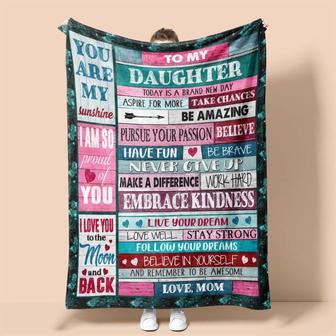 Personalized Blanket for Daughter | Motivational Quotes for Daughter | Birthday gifts | Pink and Teal Version | Mazezy AU