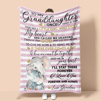 Personalized Blanket For Granddaughter From Grandma Elephant| Fleece Sherpa Woven Blankets| Gifts For Grandson | Mazezy CA