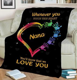 Personalized Blanket For Nana/Papa, Mom, Mama, Grandma, Gift For grandparents Day, Christmas, Birthday, Blanket With Grandkids Name | Mazezy