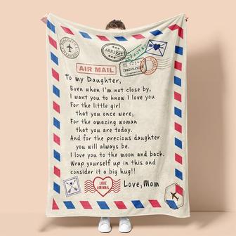 Personalized Blanket To Daughter| Cotton Throw Air Mail Letter | Fleece, Sherpa, Woven Blankets| Gifts For Daughter| Family Letter Blanket | Mazezy AU