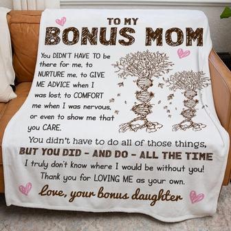 Personalized Bonus Mom Blanket, Blanket from Bonus Daughter, Step Mom Blanket, Stepmother Blanket, Mothers Day Blanket, Bonus Mom Gift | Mazezy