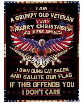 Personalized Christmas Blanket For Veteran| Fleece Sherpa Woven Blankets| Christmas 2020 Ideas|Christmas Gifts | Mazezy