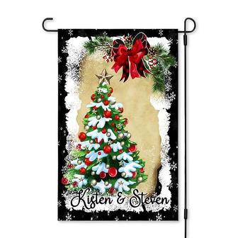 Personalized Christmas Tree Garden Flag Best Gift Custom Name Garden Flag | Mazezy