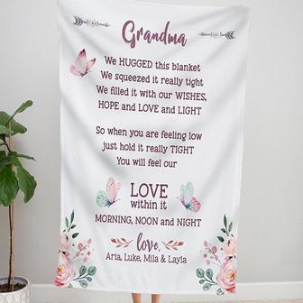 Personalized Grandma Blanket, Grandmother Blanket, Personalized Grandmother Gift, Grandma Butterfly Blanket | Mazezy