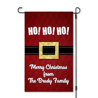 Personalized Ho Ho Ho Merry Christmas From Family Garden Flag, Family Lovers, Custom Name Garden Flag | Mazezy