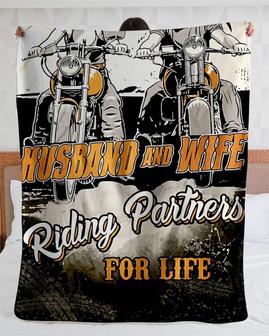 Personalized Husband And Wife Riding Partner For Life| Fleece Sherpa Woven Blankets| Gifts For Husband And Wife | Mazezy
