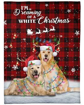 Personalized I'm Dreaming Of A White Christmas Golden Retriever| Fleece Sherpa Woven Blankets| Gifts For Dog Lovers| Gifts For Pet Lovers | Mazezy