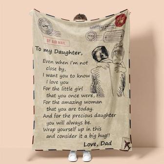 Personalized Letter To Daughter From Dad| Fleece Sherpa Woven Blankets| Gifts For Daughter|Christmas Gifts, Birthday Gifts | Mazezy DE