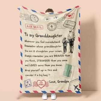 Personalized Letter To Granddaughter From Grandpa| Fleece Sherpa Woven Blankets| Gifts For Granddaughter| Christmas Gifts, Birthday Gifts | Mazezy