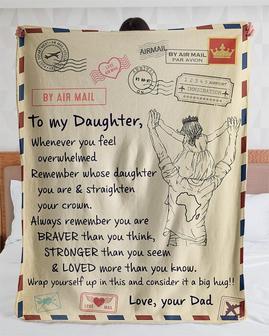 Personalized Love Air Mail Letter To Daughter Big Hug From Dad| Fleece Sherpa Woven Blankets| Gifts For Daughter|Christmas Gifts | Mazezy DE