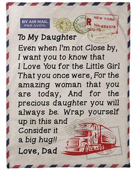Personalized Love Letter To Daughter From Dad Truck Driver| Fleece Sherpa Woven Blankets| Gifts For Daughter | Mazezy DE