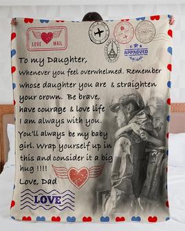Personalized Love Letter To Daughter From Veteran Dad| Fleece Sherpa Woven Blankets| Gifts For Daughter | Mazezy CA