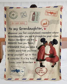 Personalized Love Letter To Granddaughter Love From Grandma| Fleece Sherpa Woven Blankets| Gifts For Granddaughter | Mazezy CA
