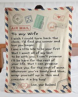 Personalized Love Mail Letter To Wife From Husband London| Fleece Sherpa Woven Blankets| Gifts For Wife | Mazezy