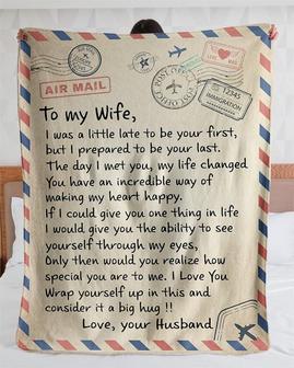 Personalized Love Mail Letter To Wife From Husband| Fleece Sherpa Woven Blankets| Gifts For Wife | Mazezy
