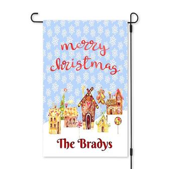 Personalized Merry Christmas House Garden Flag, Snow Christmas, Custom Name Garden Flag | Mazezy