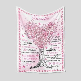 Personalized Name Blanket, Tree Of Butterflies Blanket, Mom Blanket, Daughter Blanket, Family Throw Blanket, Blankets For Girls | Mazezy
