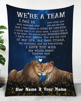 Personalized Name Blankets, Blanket for husband, We are a team lion blanket, Fleece Sherpa blanket , Customize gifts, valentine's day gifts | Mazezy UK