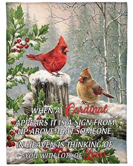 Personalized Someone in Heaven Is Thinking Of You With A Lot Of Love Cardinal Birds| Fleece Sherpa Woven Blankets| Christmas Gift Ideas | Mazezy
