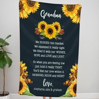 Personalized Sunflower Grandma Blanket, Sunflower Blanket, Grandmother Blanket, Mimi Nana Blanket, Mother's Day Blanket | Mazezy AU
