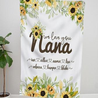 Personalized Sunflower Nana Blanket, Floral Grandma Blanket, Grandmother Blanket Personalized, Mom Grandma Blanket, Mother's Day Blanket | Mazezy