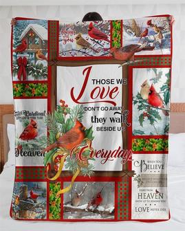Personalized Those We Love Don't Go Away Cardinal Bird| Fleece Sherpa Woven Blankets| Christmas Gift Ideas | Mazezy