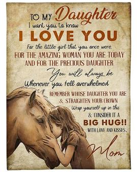 Personalized To Daughter From Mom Horse| Fleece Sherpa Woven Blankets| Gifts For Daughter | Mazezy