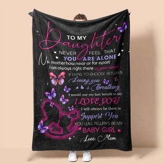 Personalized To My Daughter Love From Mom Butterfly| Fleece Sherpa Woven Blankets| Gifts For Daughter | Mazezy