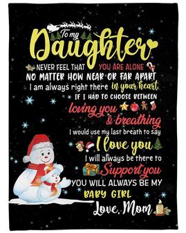 Personalized To My Daughter Love From Mom Snowman| Fleece Sherpa Woven Blankets| Gifts For Daughter | Mazezy
