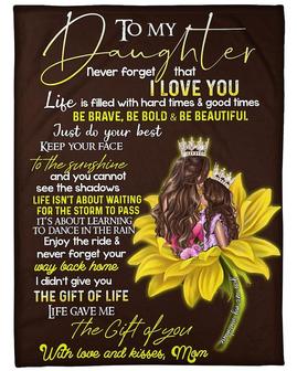 Personalized To My Daughter Love From Mom Sunflower| Fleece Sherpa Woven Blankets| Gifts For Daughter | Mazezy