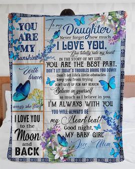 Personalized To My Daughter Love From Mom Vintage Sign And Flower| Fleece Sherpa Woven Blankets| Gift For Daughter|Christmas Gifts | Mazezy