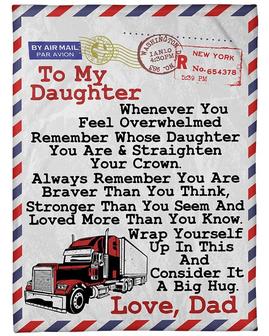 Personalized To My Daughter Love From Truck Driver Dad| Fleece Sherpa Woven Blankets| Gifts For Daughter | Mazezy CA