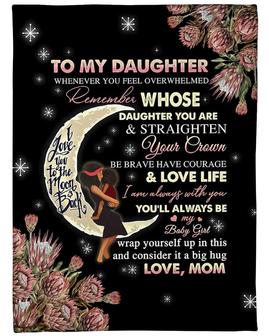 Personalized To My Daughter Love You To The Moon And Back From Mom| Fleece Sherpa Woven Blankets| Gifts For Daughter | Mazezy