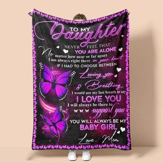 Personalized To My Daughter Love YouFrom Mom Butterfly Purple| Fleece Sherpa Woven Blankets| Gifts For Daughter | Mazezy