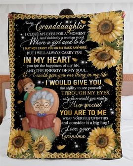 Personalized To My Granddaughter Love From Grandma Sunflower| Fleece Sherpa Woven Blankets| Gifts For Granddaughter | Mazezy DE