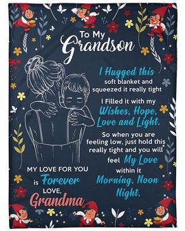 Personalized To My Grandson Forever Love From Grandma| Fleece Sherpa Woven Blankets| Gifts For Grandson | Mazezy CA