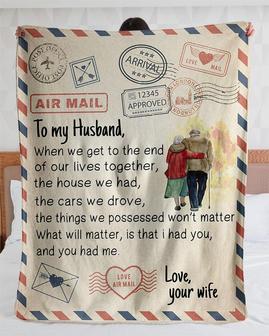 Personalized To My Husband Love Your Wife| Fleece Sherpa Woven Blankets| Gifts For Husband | Mazezy CA