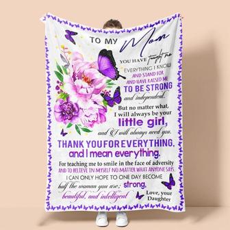Personalized To My Mom Love From Daughter Butterfly | Fleece Sherpa Woven Blanket| Mothers Day Gifts 2021| Blanket for Mom| Gift for Mothers | Mazezy