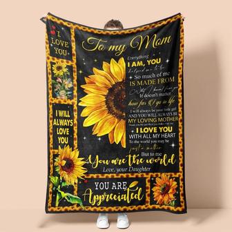 Personalized To My Mom Sunflower | Fleece Sherpa Woven Blankets | Mothers Day Gifts 2021 | Blanket for Mom | Gift for Mothers | Mazezy